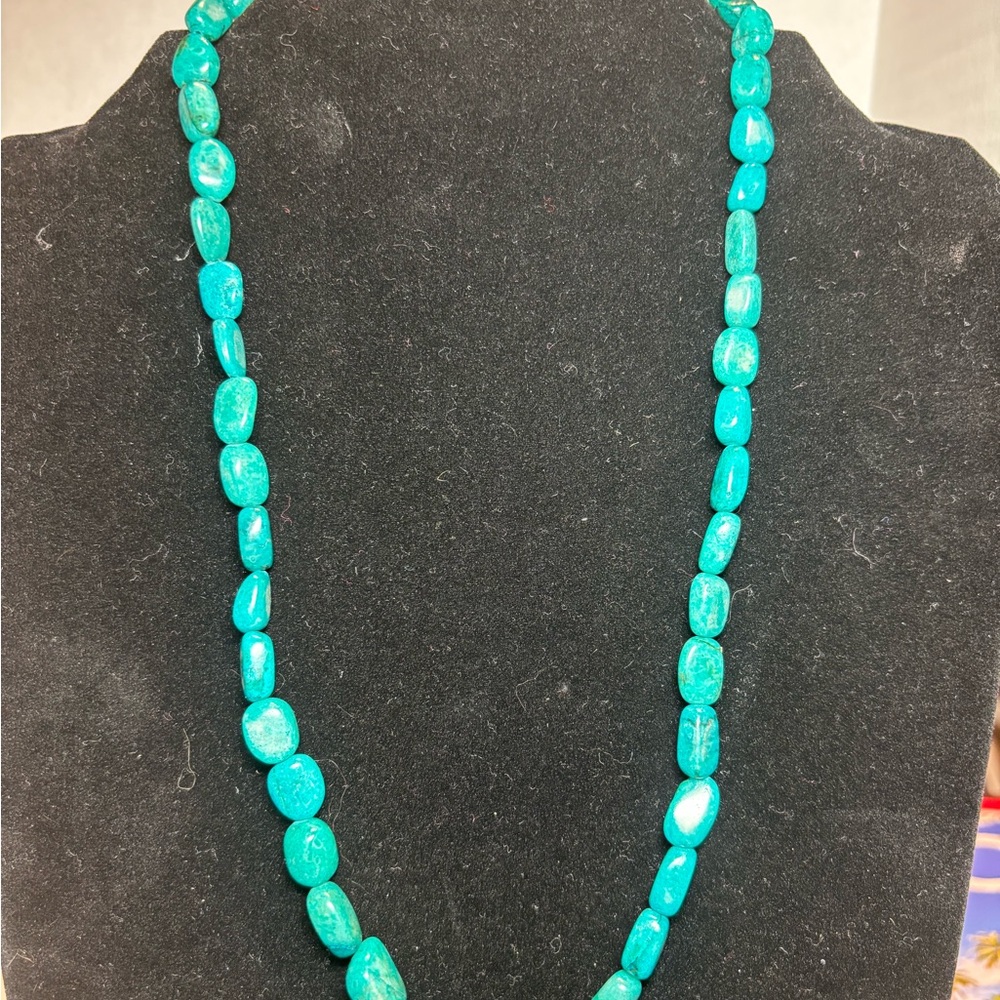 Blue Aqua 19” Necklace 925 Clasp